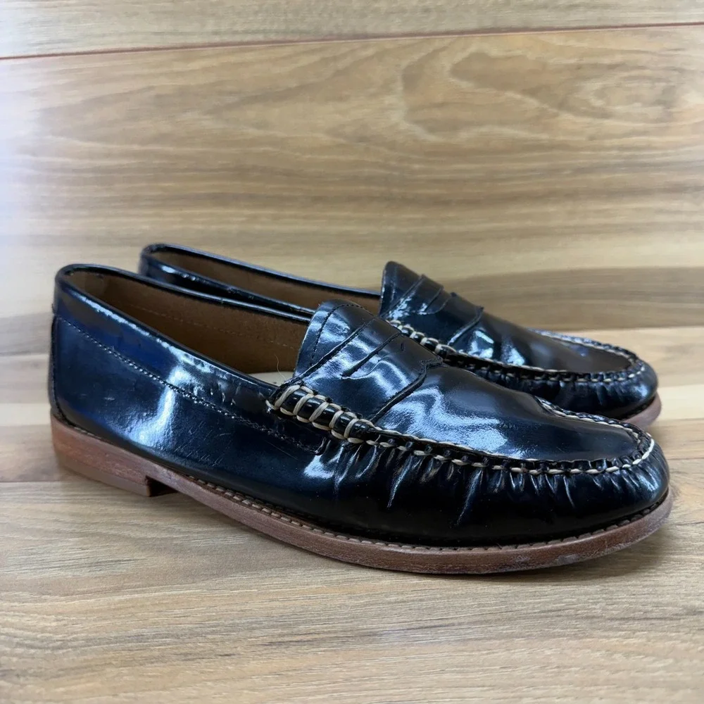 Weejuns GH Bass Whitney Penny Loafers Womens 9 M Black Patent Leather